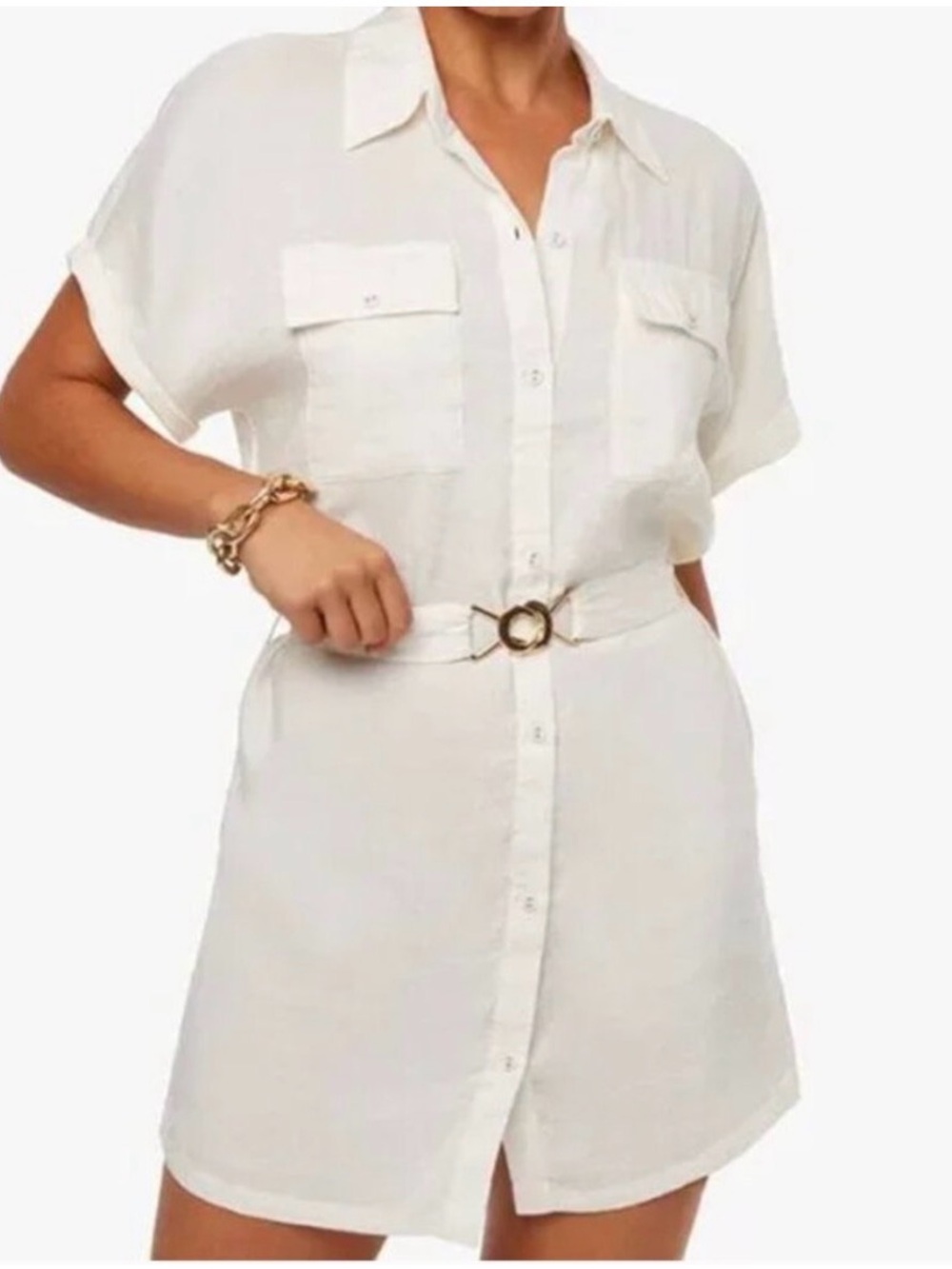 $225 NWT WEWOREWHAT Safari Linen-Blend Dress Size Small